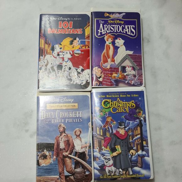 Walt Disney Lot of 4 VHS Videos 101 Dalmation, the Aristocrats, Davy Crockett, - Picture 1 of 6